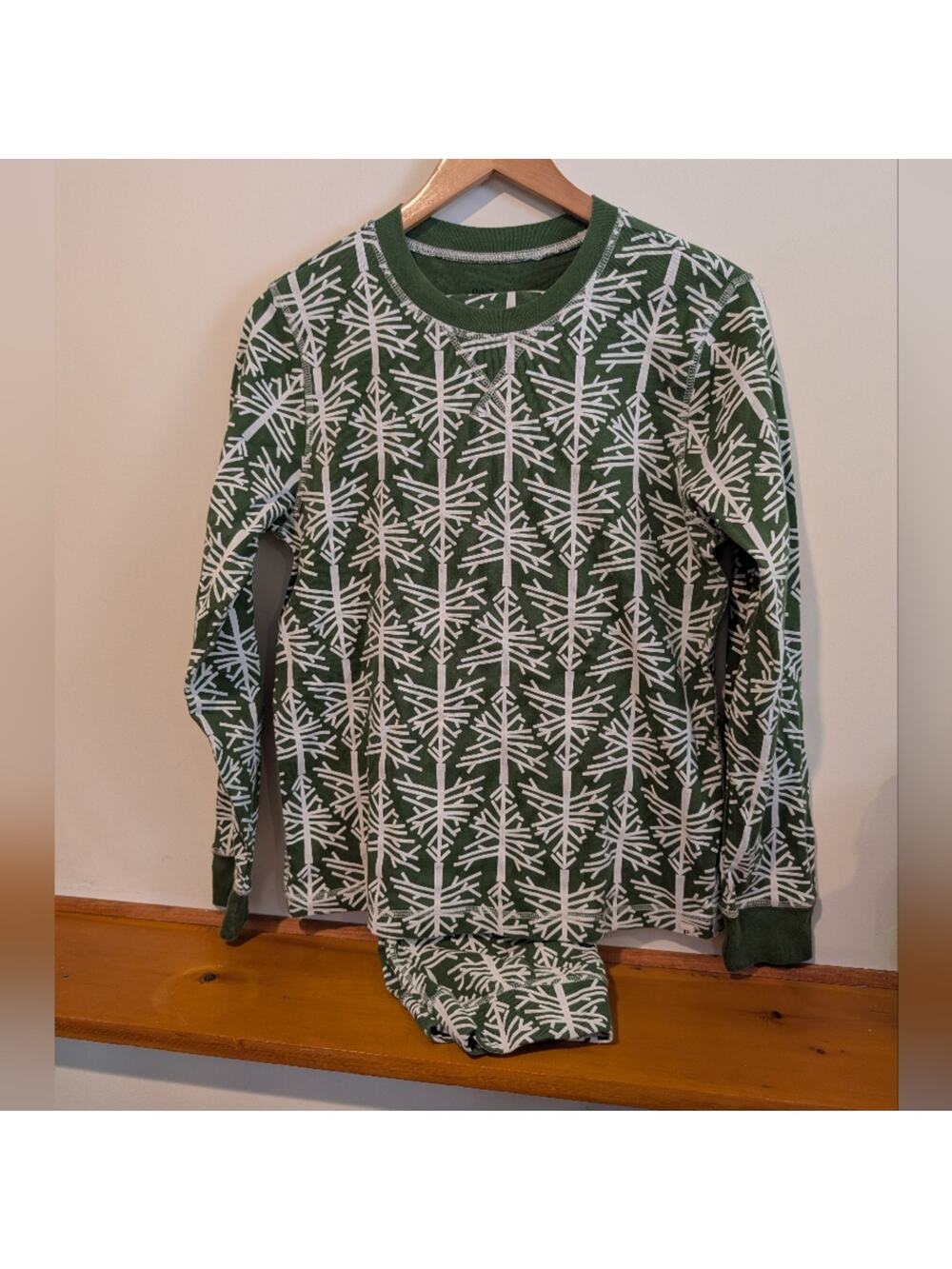 Pact Organic Cotton Pajama Set Green Tree Print Womens Small Lounge Set